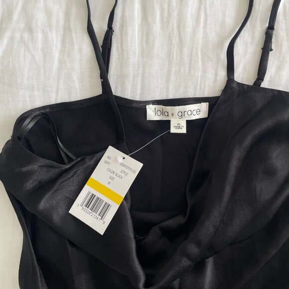 NWT Lola Grace Black Slip Dress (sz M) - Picture 4 of 5